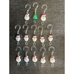 Vintage Christmas Tree Ornament Hangers- 7 Santa's, 5 Snowmen & 1 Christmas Tree